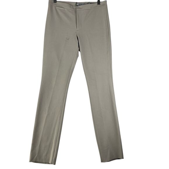 Vince Stretch Ankle Pants Women 10 Ceramic Taupe Front Zip Up Straight Leg - Picture 1 of 12